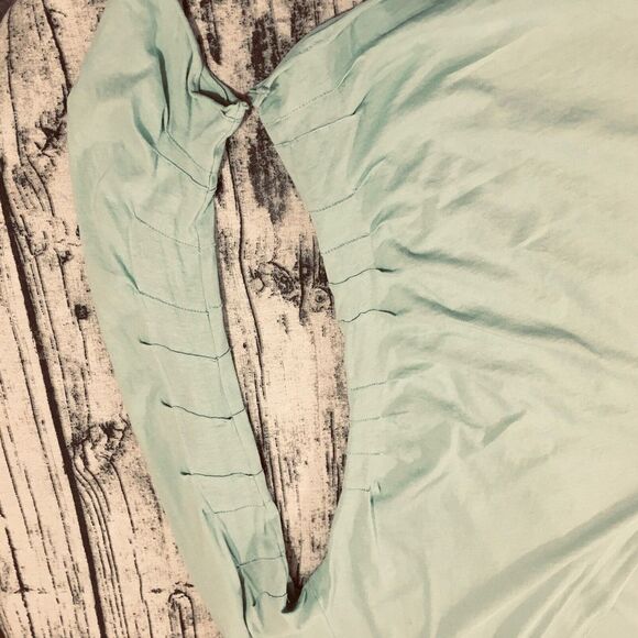 Jarbo Womens Thin Peru Cardigan Sweater Size M 38 Teal Blue Green‎ Tiered Ruched - Picture 5 of 12